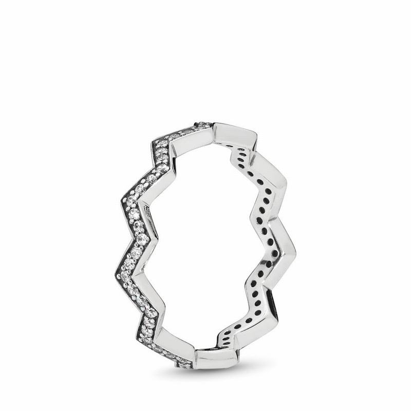 Pandora Shimmering Zigzag Stackable Ring Ireland - Sterling Silver/Cubic Zirconia - 724615AGH